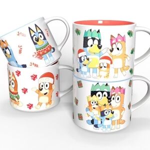 Bluey 4pc Mug Set - Multicolor Christmas Designs New in Box